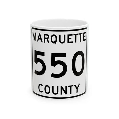 Michigan 550 Marquette County (Michigan) (Road Sign) White Coffee Mug 11oz - Go Mug Yourself