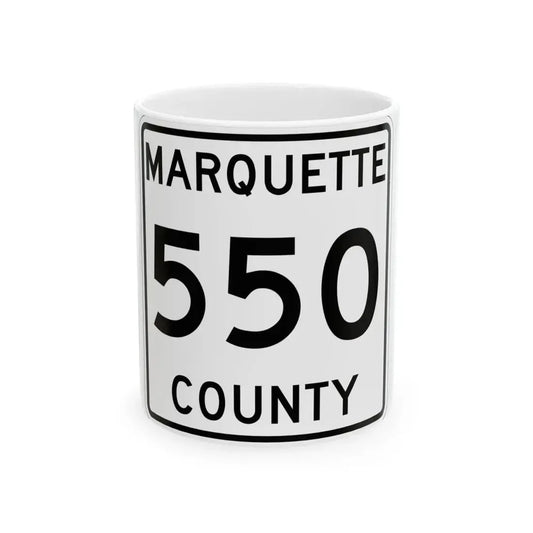 Michigan 550 Marquette County (Michigan) (Road Sign) White Coffee Mug 11oz - Go Mug Yourself
