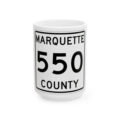 Michigan 550 Marquette County (Michigan) (Road Sign) White Coffee Mug 15oz - Go Mug Yourself