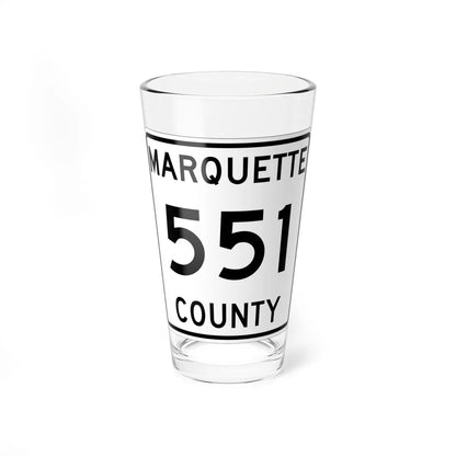 Michigan 551 Marquette County (Michigan) (Road Sign) Pint Glss 16oz 16oz - Go Mug Yourself
