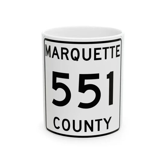 Michigan 551 Marquette County (Michigan) (Road Sign) White Coffee Mug 11oz - Go Mug Yourself