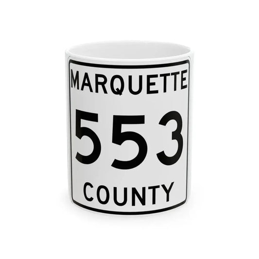 Michigan 553 Marquette County (Michigan) (Road Sign) White Coffee Mug 11oz - Go Mug Yourself