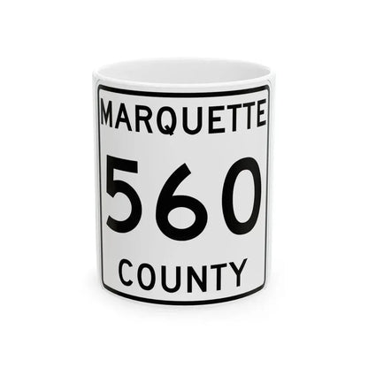 Michigan 560 Marquette County (Michigan) (Road Sign) White Coffee Mug 11oz - Go Mug Yourself