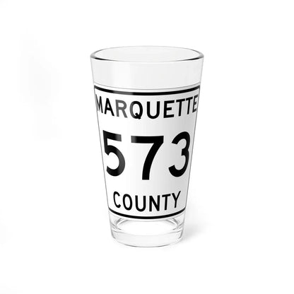 Michigan 573 Marquette County (Michigan) (Road Sign) Pint Glass 16oz 16oz - Go Mug Yourself