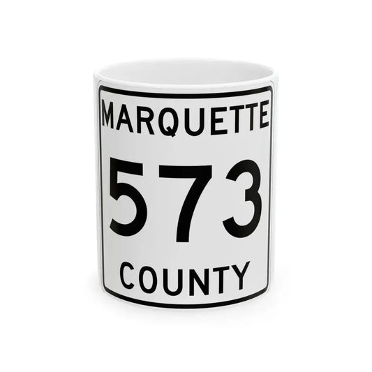 Michigan 573 Marquette County (Michigan) (Road Sign) White Coffee Mug 11oz - Go Mug Yourself
