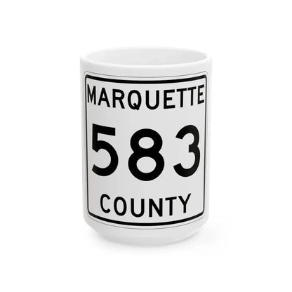 Michigan 583 Marquette County (Michigan) (Road Sign) White Coffee Mug 15oz - Go Mug Yourself