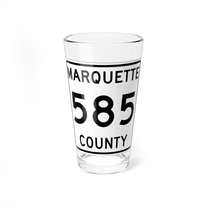 Michigan 585 Marquette County (Michigan) (Road Sign) Pint Glass 16oz 16oz - Go Mug Yourself
