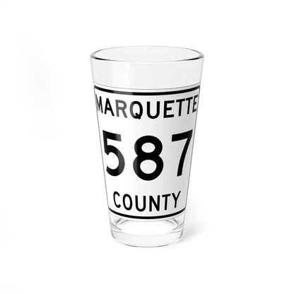 Michigan 587 Marquette County (Michigan) (Road Sign) Pint Glass 16oz 16oz - Go Mug Yourself