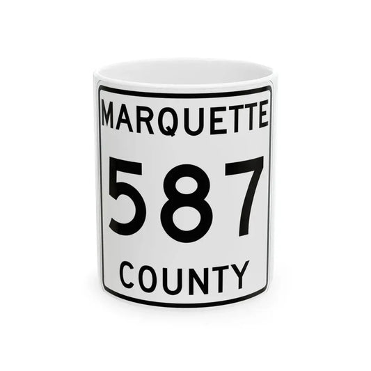 Michigan 587 Marquette County (Michigan) (Road Sign) White Coffee Mug 11oz - Go Mug Yourself