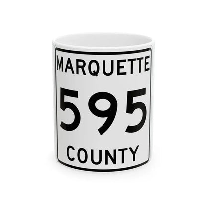Michigan 595 Marquette County (Michigan) (Road Sign) White Coffee Mug 11oz - Go Mug Yourself
