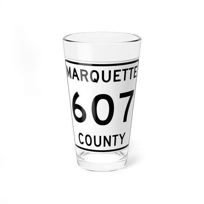 Michigan 607 Marquette County (Michigan) (Road Sign) Pint Glass 16oz 16oz - Go Mug Yourself