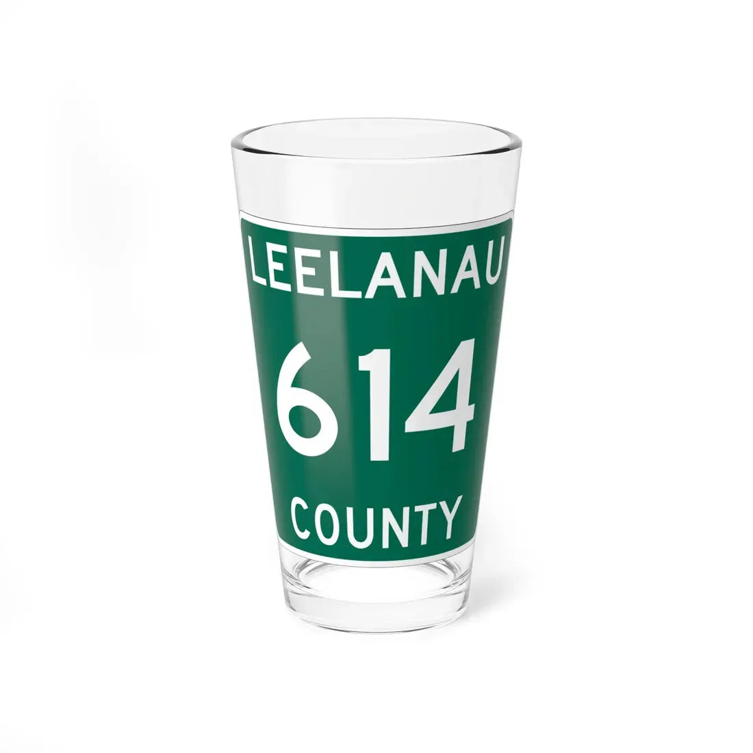 Michigan 614 Leelanau County (Michigan) (Road Sign) Pint Glass 16oz 16oz - Go Mug Yourself