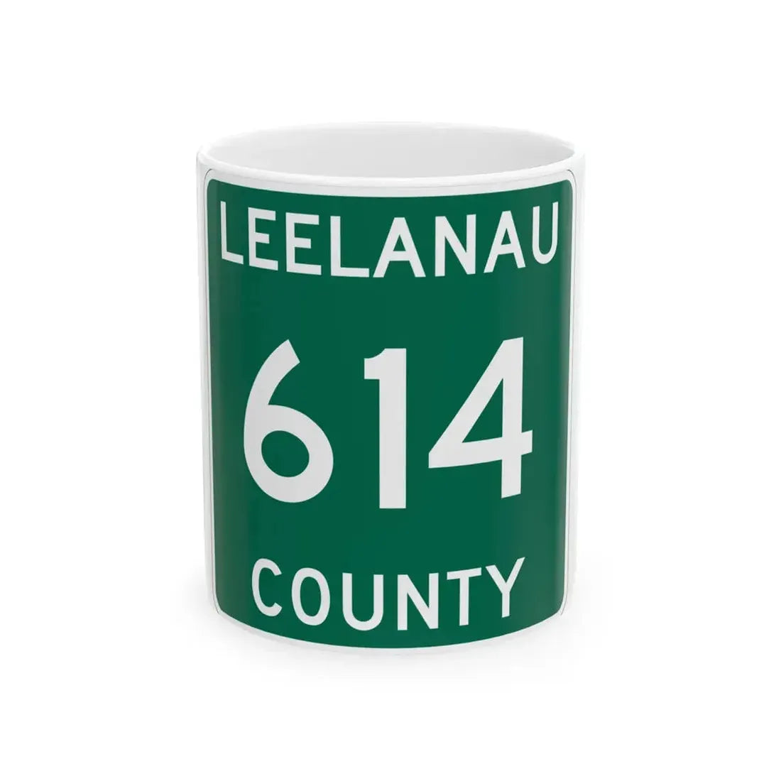 Michigan 614 Leelanau County (Michigan) (Road Sign) White Coffee Mug 11oz - Go Mug Yourself