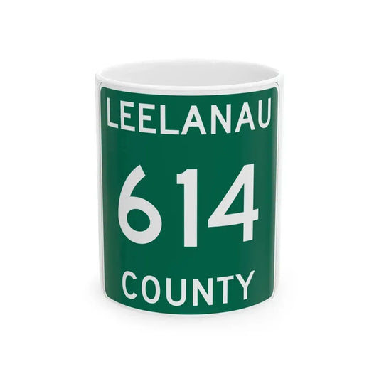 Michigan 614 Leelanau County (Michigan) (Road Sign) White Coffee Mug 11oz - Go Mug Yourself