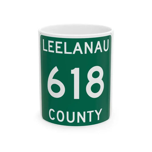 Michigan 618 Leelanau County (Michigan) (Road Sign) White Coffee Mug 11oz - Go Mug Yourself