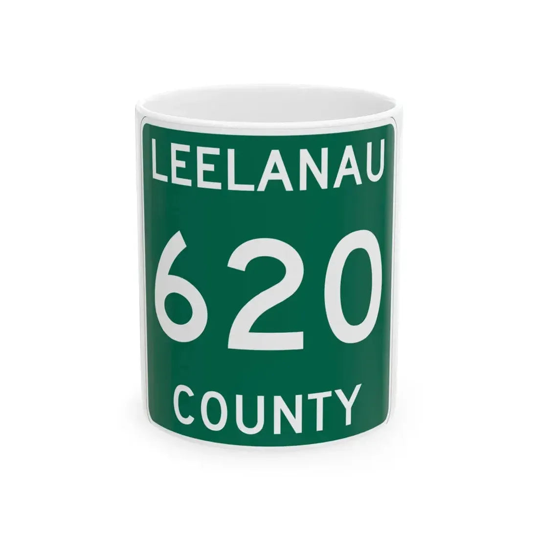 Michigan 620 Leelanau County (Michigan) (Road Sign) White Coffee Mug 11oz - Go Mug Yourself