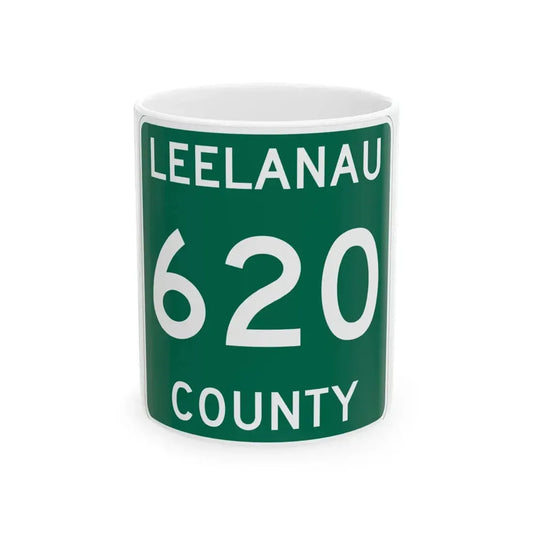 Michigan 620 Leelanau County (Michigan) (Road Sign) White Coffee Mug 11oz - Go Mug Yourself