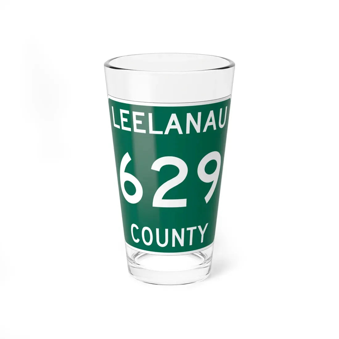 Michigan 629 Leelanau County (Michigan) (Road Sign) Pint Glass 16oz 16oz - Go Mug Yourself