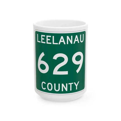 Michigan 629 Leelanau County (Michigan) (Road Sign) White Coffee Mug 15oz - Go Mug Yourself