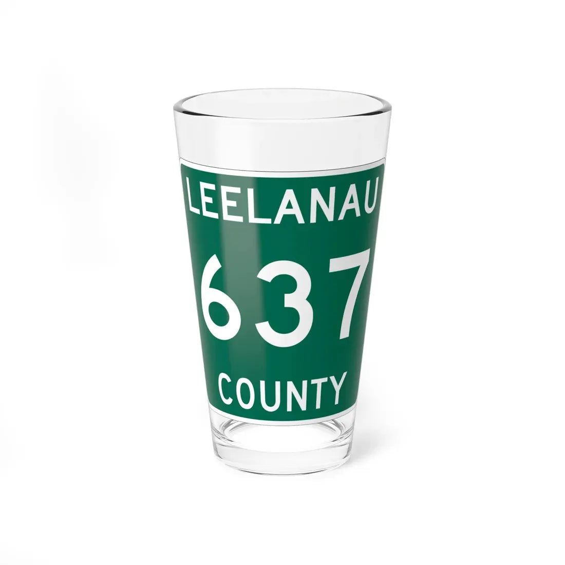 Michigan 637 Leelanau County (Michigan) (Road Sign) Pint Glass 16oz 16oz - Go Mug Yourself