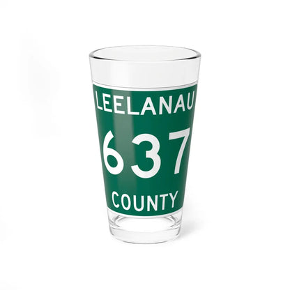 Michigan 637 Leelanau County (Michigan) (Road Sign) Pint Glass 16oz 16oz - Go Mug Yourself