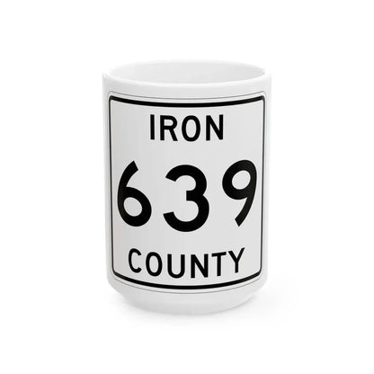 Michigan 639 Iron County (Michigan) (Road Sign) White Coffee Mug 15oz - Go Mug Yourself