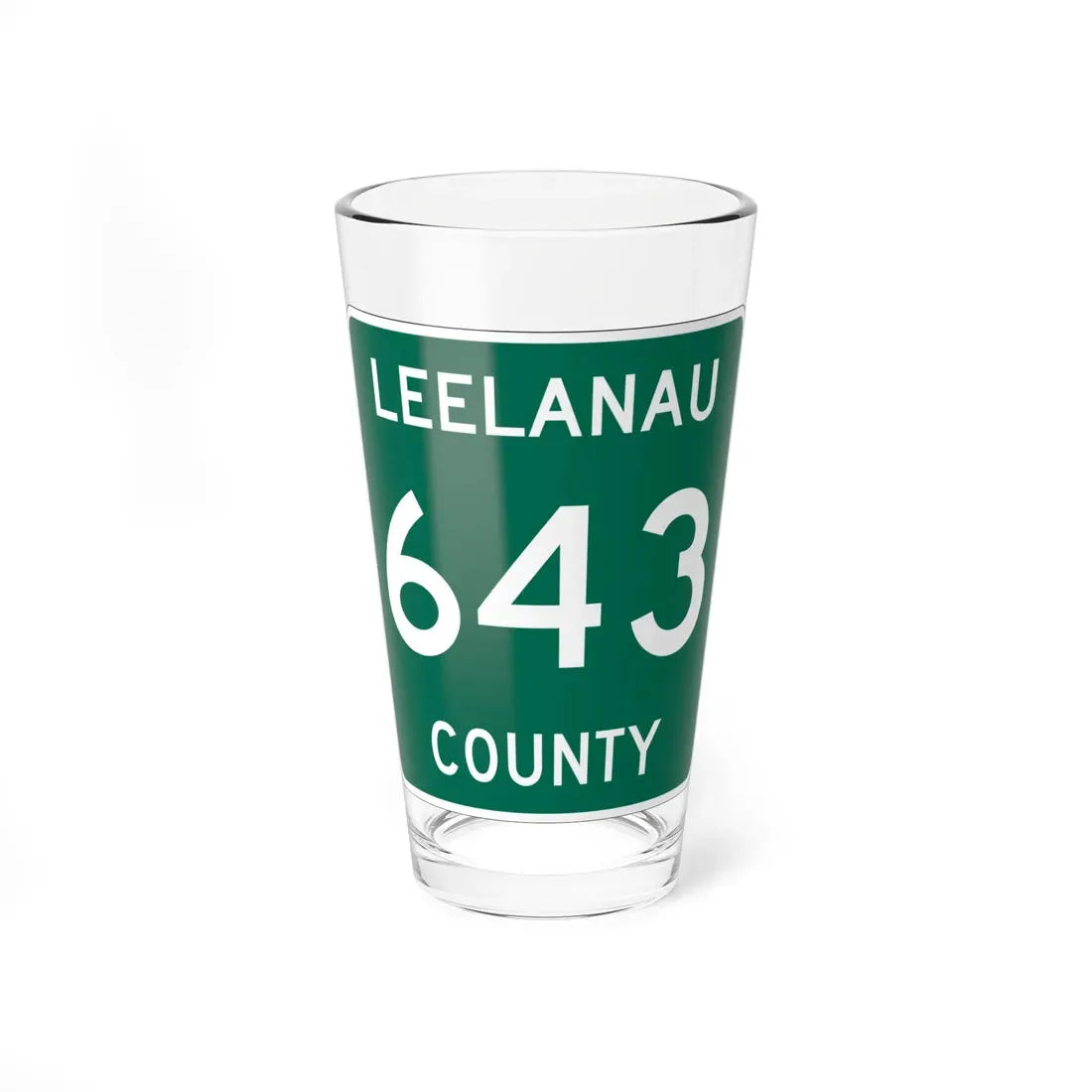 Michigan 643 Leelanau County (Michigan) (Road Sign) Pint Glass 16oz 16oz - Go Mug Yourself