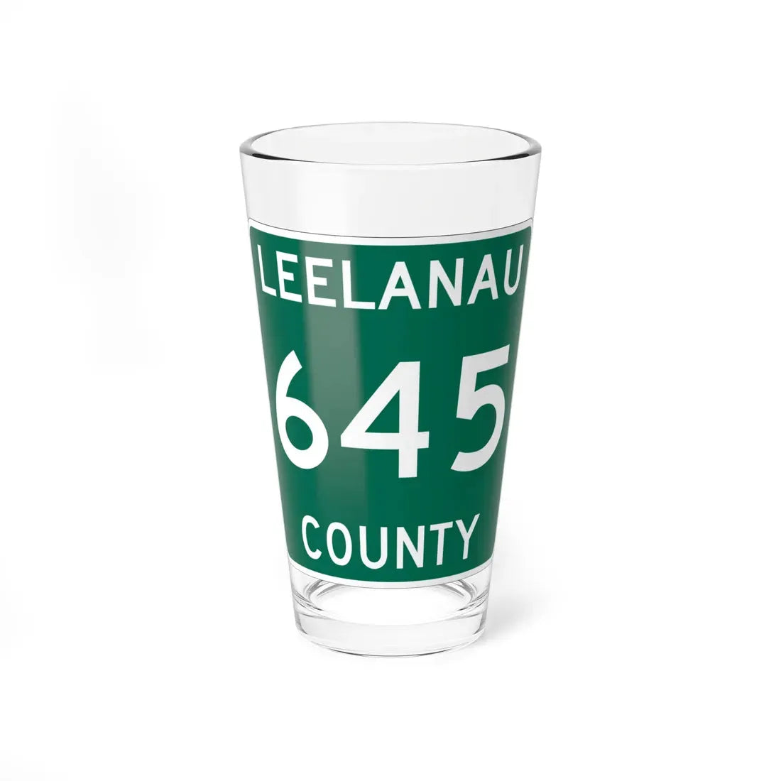 Michigan 645 Leelanau County (Michigan) (Road Sign) Pint Glass 16oz 16oz - Go Mug Yourself