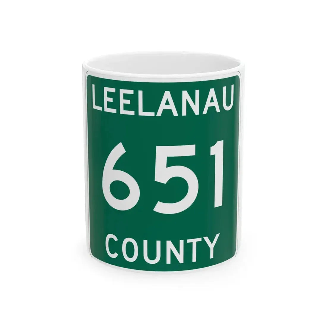 Michigan 651 Leelanau County (Michigan) (Road Sign) White Coffee Mug 11oz - Go Mug Yourself