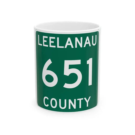 Michigan 651 Leelanau County (Michigan) (Road Sign) White Coffee Mug 11oz - Go Mug Yourself
