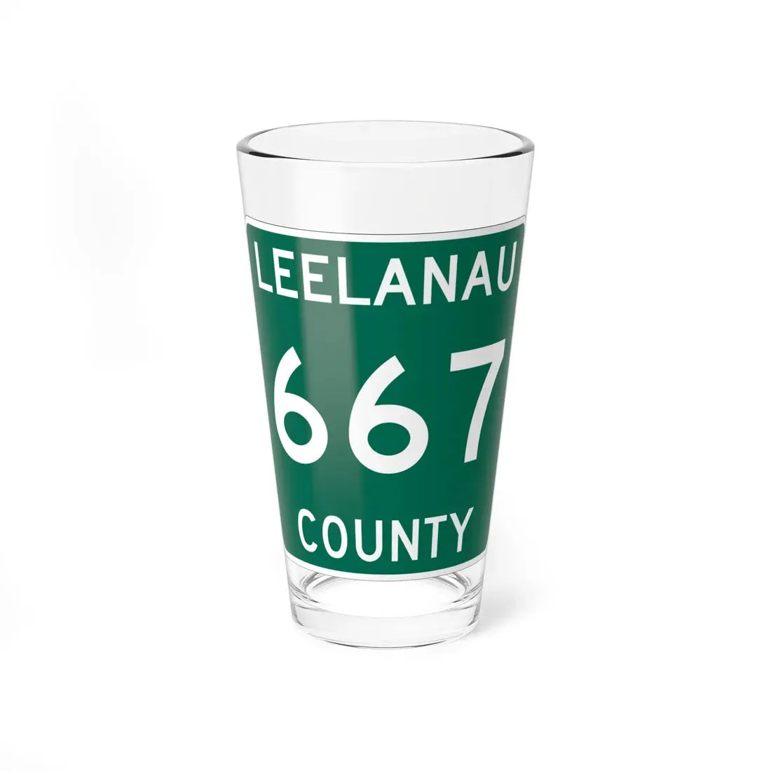 Michigan 667 Leelanau County (Michigan) (Road Sign) Pint Glass 16oz 16oz - Go Mug Yourself