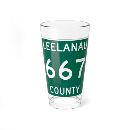 Michigan 667 Leelanau County (Michigan) (Road Sign) Pint Glass 16oz 16oz - Go Mug Yourself