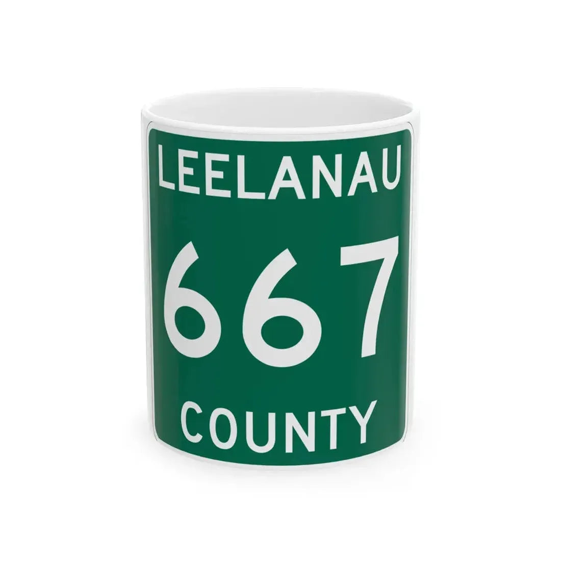 Michigan 667 Leelanau County (Michigan) (Road Sign) White Coffee Mug 11oz - Go Mug Yourself