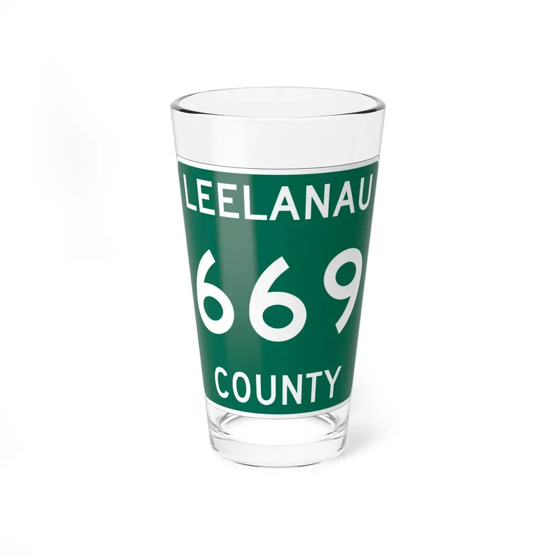 Michigan 669 Leelanau County (Michigan) (Road Sign) Pint Glass 16oz 16oz - Go Mug Yourself