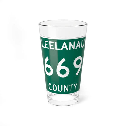 Michigan 669 Leelanau County (Michigan) (Road Sign) Pint Glass 16oz 16oz - Go Mug Yourself