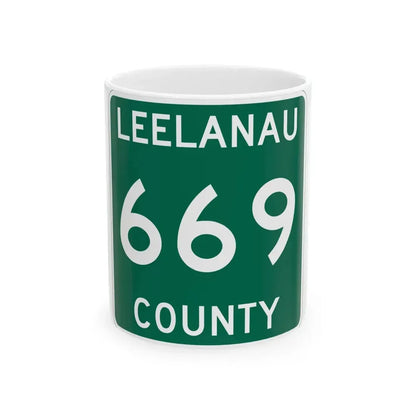 Michigan 669 Leelanau County (Michigan) (Road Sign) White Coffee Mug 11oz - Go Mug Yourself