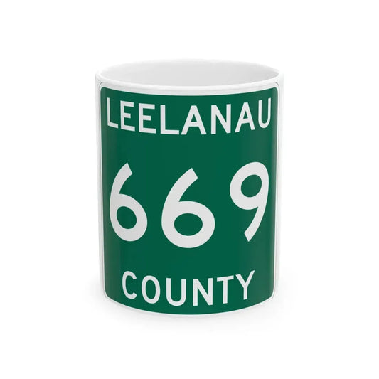 Michigan 669 Leelanau County (Michigan) (Road Sign) White Coffee Mug 11oz - Go Mug Yourself