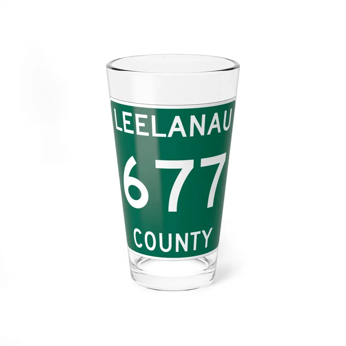 Michigan 677 Leelanau County (Michigan) (Road Sign) Pint Glass 16oz 16oz - Go Mug Yourself