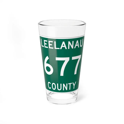 Michigan 677 Leelanau County (Michigan) (Road Sign) Pint Glass 16oz 16oz - Go Mug Yourself