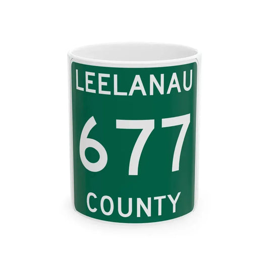 Michigan 677 Leelanau County (Michigan) (Road Sign) White Coffee Mug 11oz - Go Mug Yourself