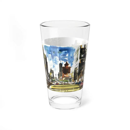 Michigan Avenue North of the Bridg (Magazine Illustration) Pint Glass 16oz-16oz-Go Mug Yourself