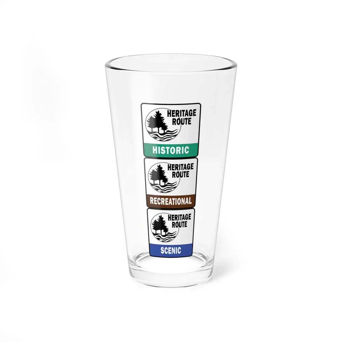 Michigan Heritage Routes stacked (Michigan) (Road Sign) Pint Glass 16oz 16oz - Go Mug Yourself