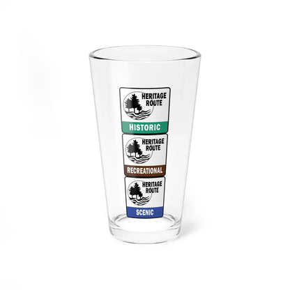 Michigan Heritage Routes stacked (Michigan) (Road Sign) Pint Glass 16oz 16oz - Go Mug Yourself