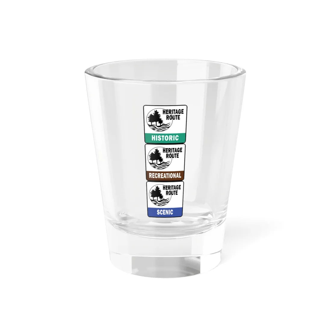Michigan Heritage Routes stacked (Michigan) (Road Sign) Shot Glass 1.5oz 1.5oz - Go Mug Yourself