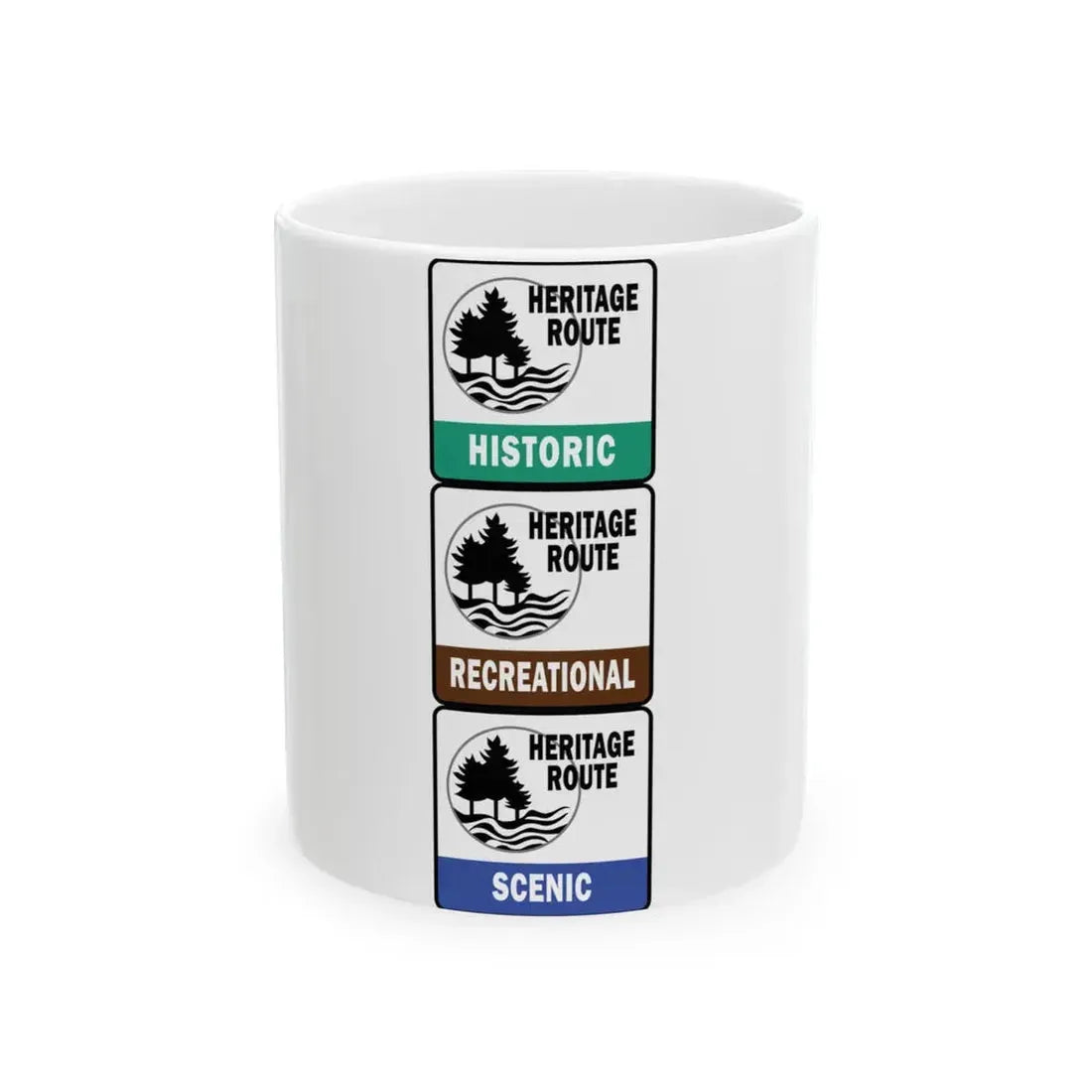 Michigan Heritage Routes stacked (Michigan) (Road Sign) White Coffee Mug 11oz - Go Mug Yourself