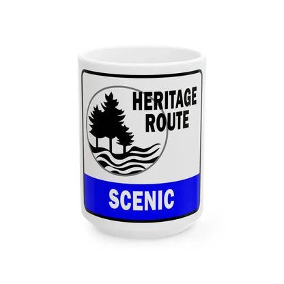 Michigan Scenic Heritage Route (Michigan) (Road Sign) White Coffee Mug 15oz - Go Mug Yourself