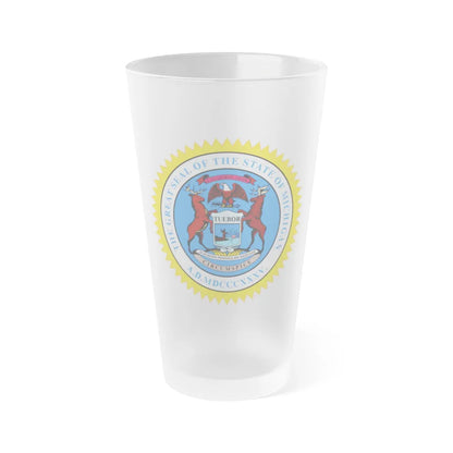 Michigan State Seal - Frosted Pint Glass 16oz-16oz-Frosted-Go Mug Yourself