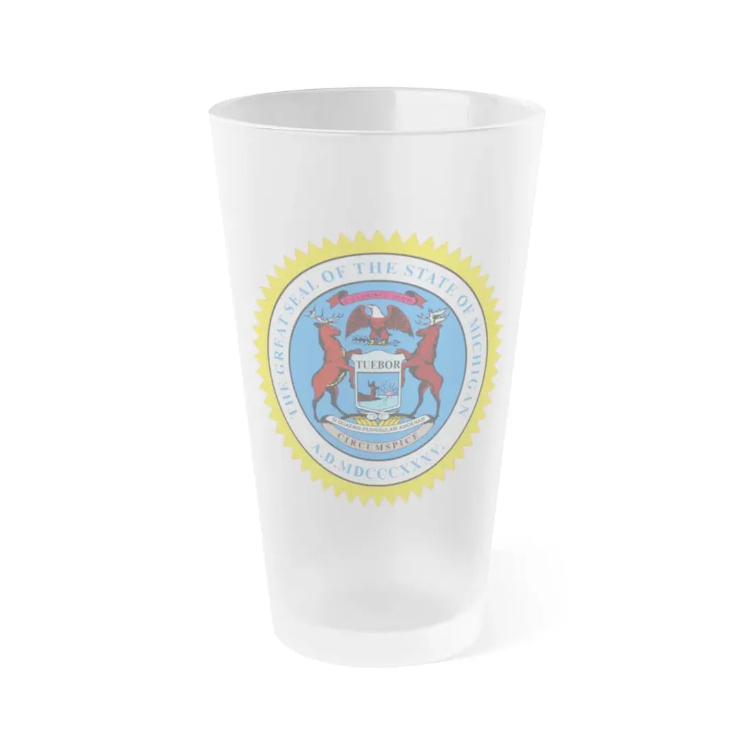 Michigan State Seal - Frosted Pint Glass 16oz 16oz Frosted - Go Mug Yourself