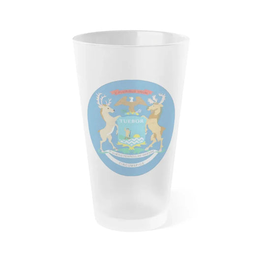 Michigan State Seal NARA - Frosted Pint Glass 16oz 16oz Frosted - Go Mug Yourself