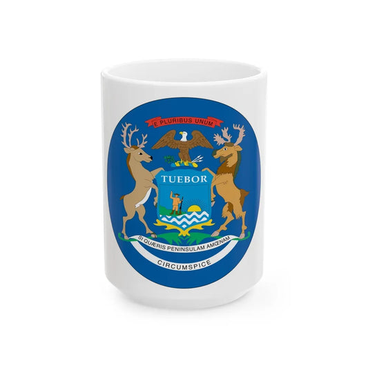 Michigan State Seal NARA - White Coffee Mug-15oz-Go Mug Yourself